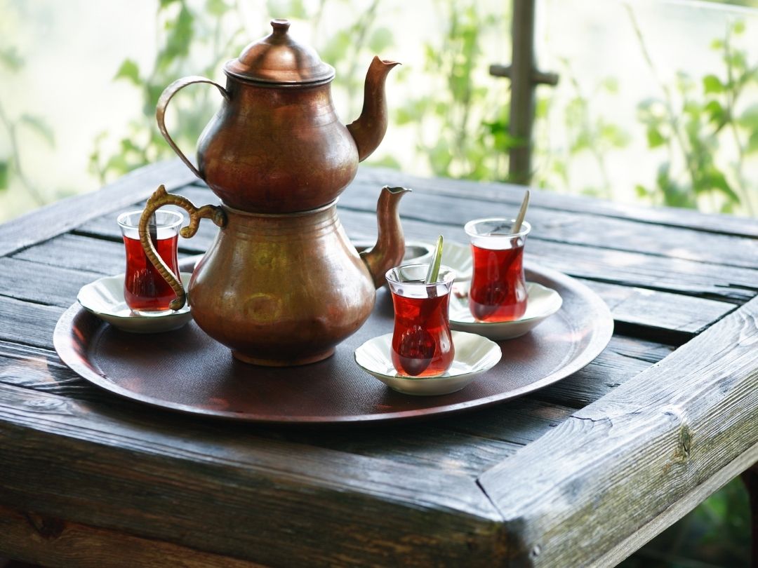 Drinking tea with Bursa view